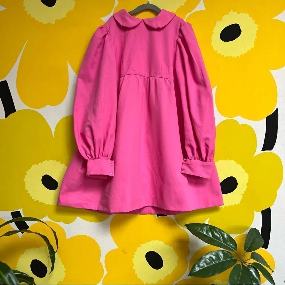 Vintage 1960s Handmade One of a Kind Bubblegum Pink Peterpan Collar Dress